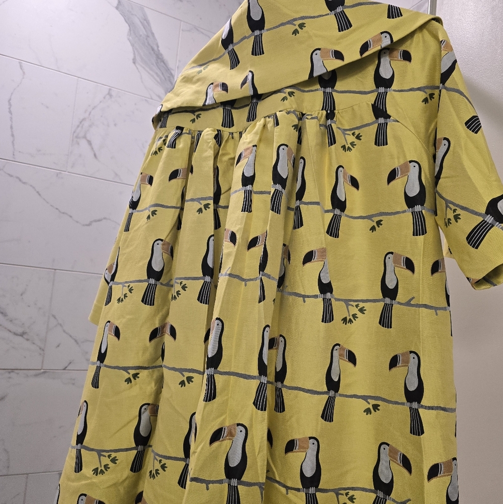 NWT Buru Yellow Toucan Tiki Print Swing Jacket - Picture 3 of 3
